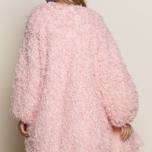 NWT POL Pink Faux Feather Fur Lined Jacket Large - Picture 5 of 6